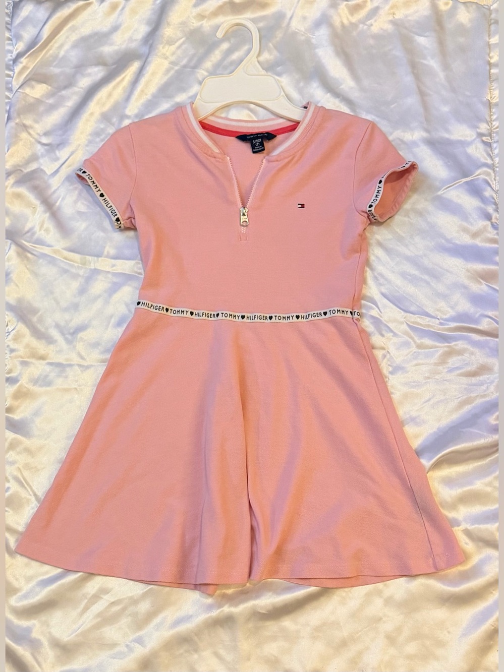 Tommy Hilfiger Girls' Pink Zip-Front Dress - Size: 7